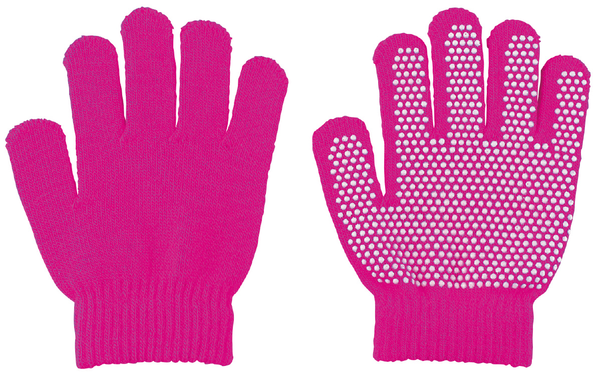 カラーのびのび手袋 すべり止め付 蛍光ピンク