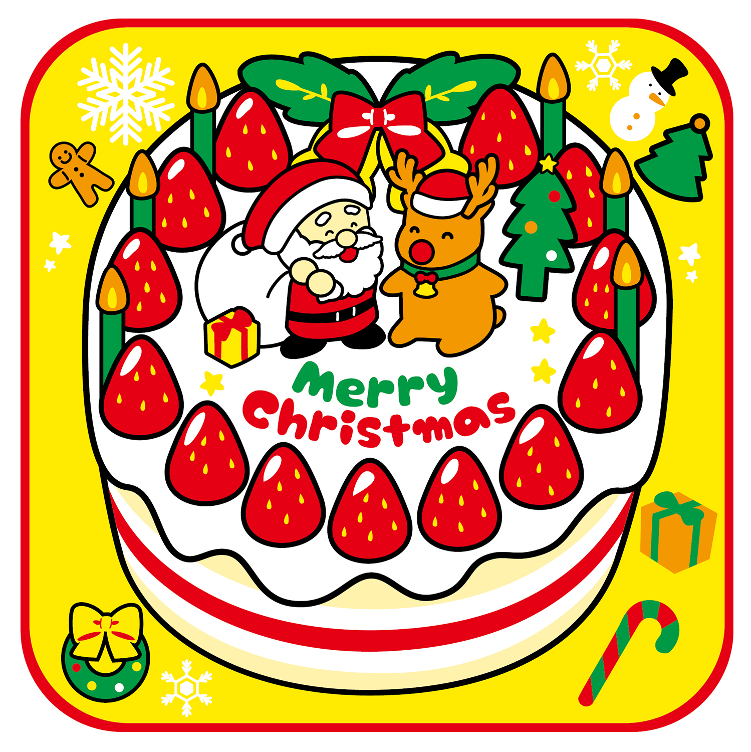 クリスマスタオルハンカチ クリスマスケーキ